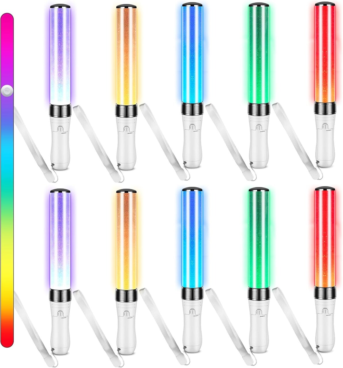 6 Pcs K-Pop Lightstick LED Glow Sticks – 15 Color Reusable Concert Glow Sticks, Battery Powered Idol Flashing Light Sticks for K-Pop/J-Pop Concerts, Raves, Parties & Camping Events